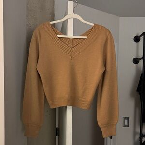 Zaful Camel V-Neck Sweater